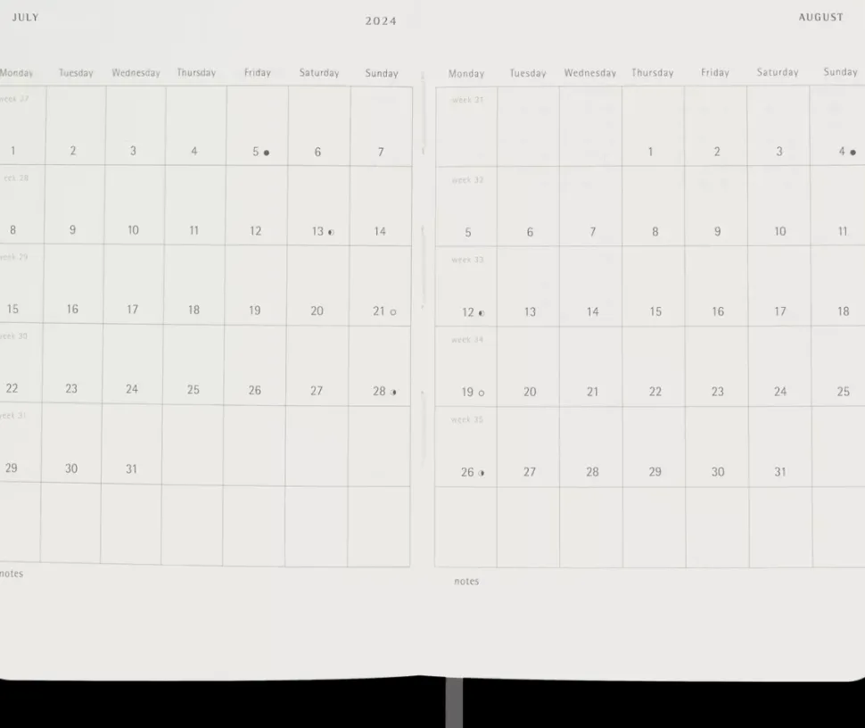 Agenda Classic 2024 Negra Semanal Tapa Blanda 9x14cm Moleskine