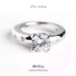 Anillo decorativo para portaplumillas MoRing Solitaire White Gold Moblique