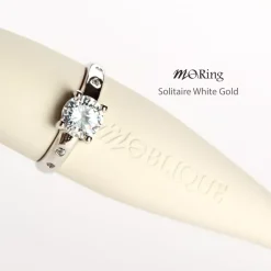 Anillo decorativo para portaplumillas MoRing Solitaire White Gold Moblique