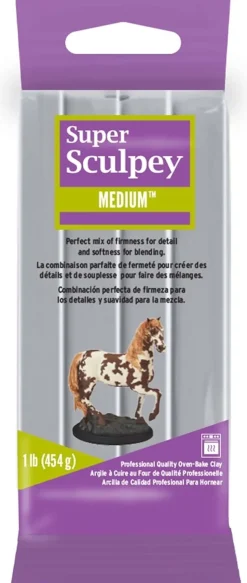 Arcilla para hornear Gris Super Sculpey Medium 454g