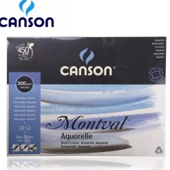 Bloc Acuarela Montval 100 Hojas Encolado 1 Lado Grano Fino Canson 200g/m²