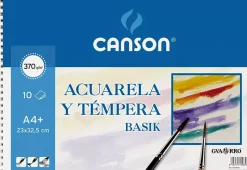 Bloc Acuarela Témpera Basik Espiral Liso Grano Fino Canson 370g/m²