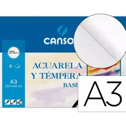 Bloc Acuarela Témpera Basik Espiral Liso Grano Fino Canson 370g/m²