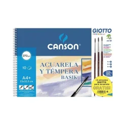Bloc Acuarela Témpera Basik Espiral Liso Grano Fino Canson 370g/m²