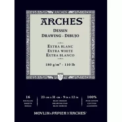 Bloc de Dibujo Espiral Extra Blanco 180g/m² Arches 23x31cm