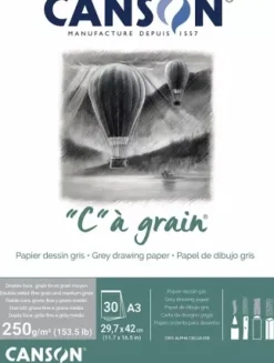 Bloc Dibujo Tintado “C” à Grain Encolado 1 Lado Gris Grano Fino Canson A3 250g/m²