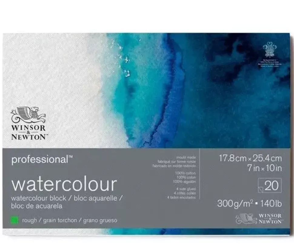 Bloc encolado acuarela grano grueso Winsor & Newton 17,8x25,4cm 300gr