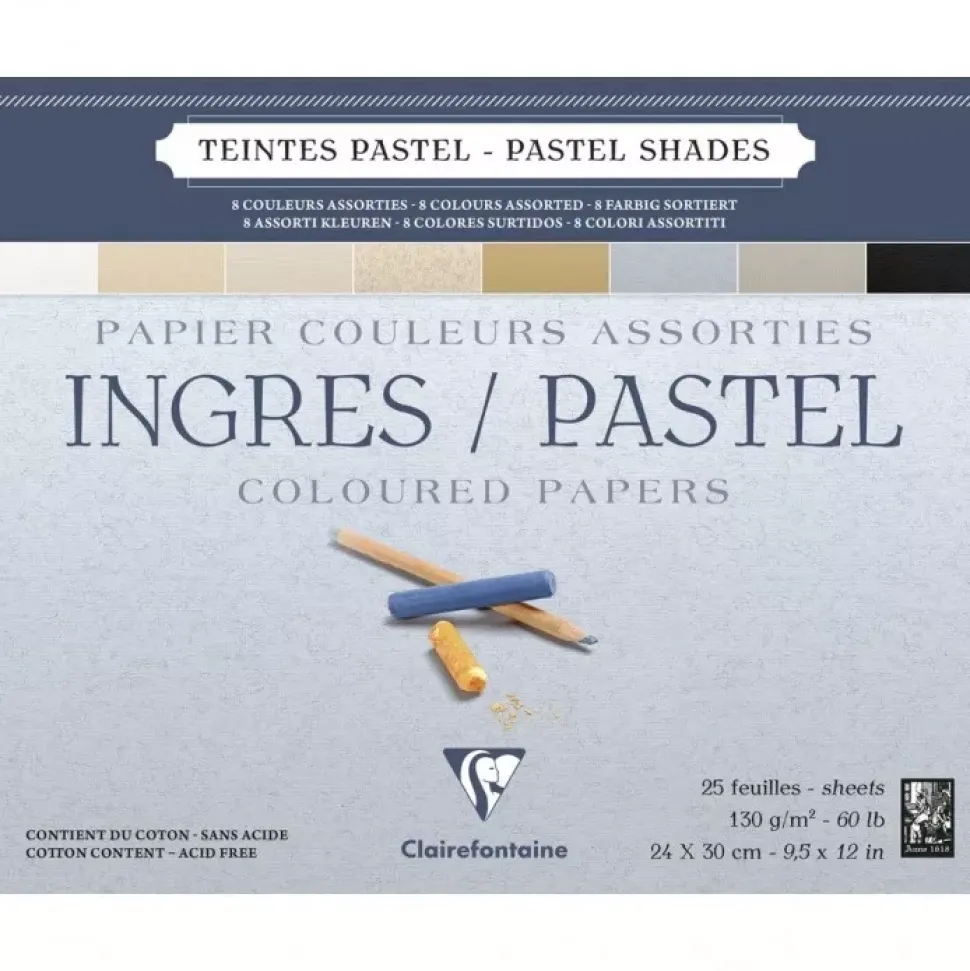 Bloc Ingres Pastel encolado Clairefontaine 24x30cm 130g/m²