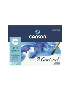 Bloc Jumbo Acuarela Montval 40 Hojas Encolado 1 Lado Grano Fino Canson 24x32cm 200g/m²