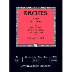 Bloc Óleo encolado a 1 lado Grano Fino 300g/m² Arches 23x31cm