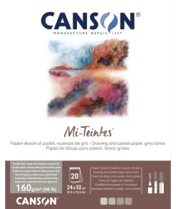 Bloc Mi-Teintes para Pastel Tonos Grises Canson 24x32cm 160g/m²