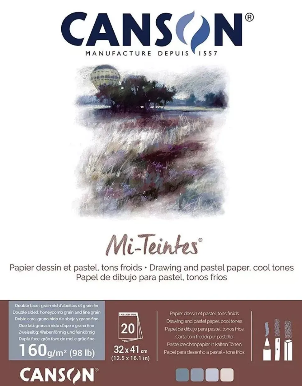 Bloc Mi-Teintes para Pastel Tonos Fríos Canson 24x32cm 160g/m²