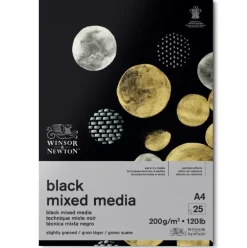 Bloc mixed media negro Winsor & Newton 200gr A4