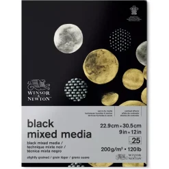 Bloc mixed media negro Winsor & Newton 200gr 23x31cm