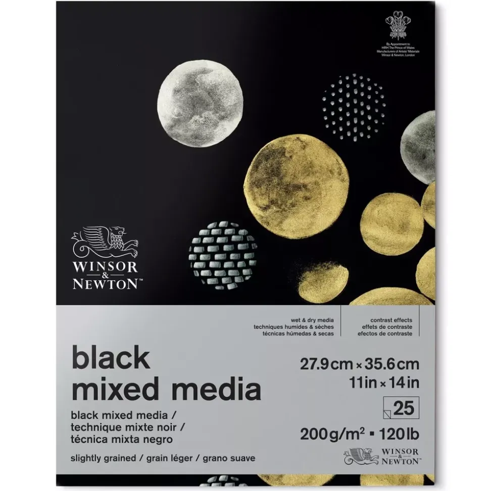 Bloc mixed media negro Winsor & Newton 200gr 28x36cm