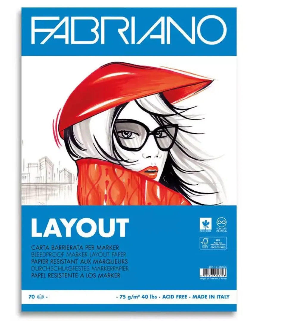 Bloc rotuladores Layout Fabriano A4 75g/m²