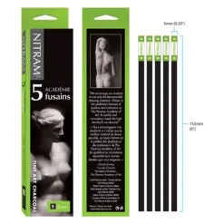 Caja 5 carboncillos suaves B Nitram 5mm