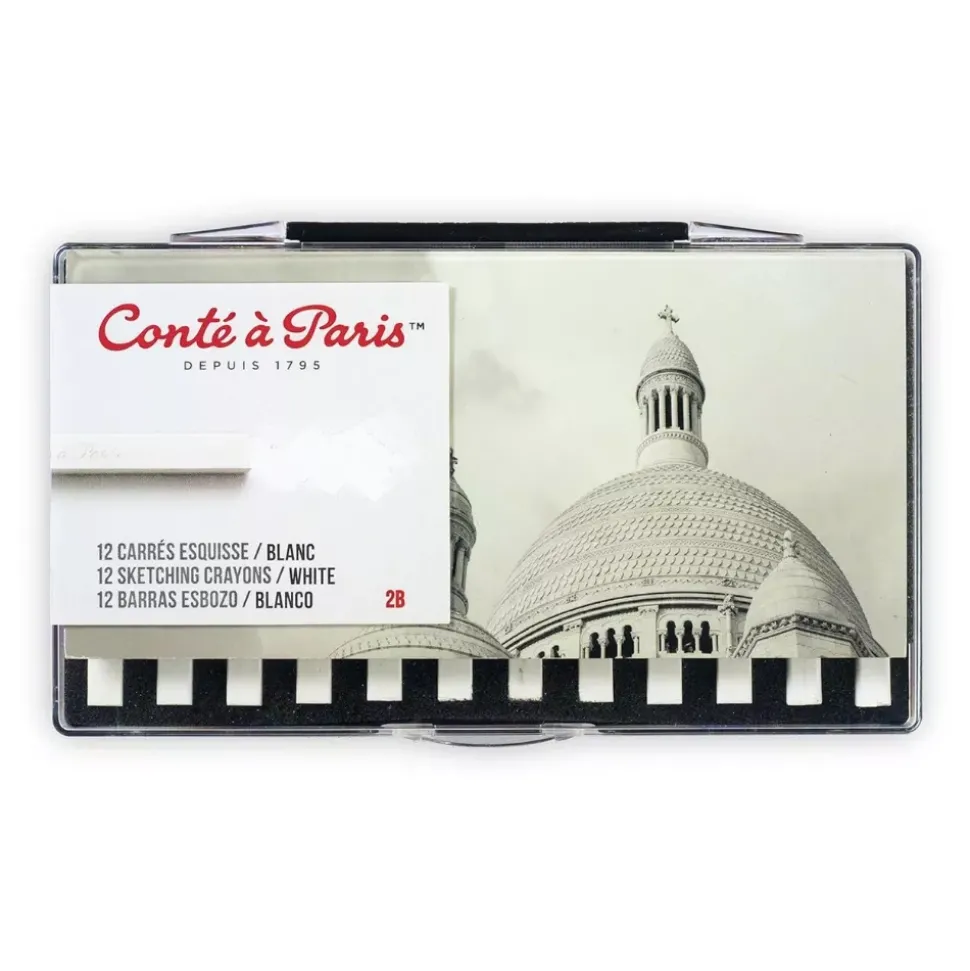 Caja 12 Carrés Blanco 2B Conté à Paris