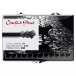 Caja 12 carrés esbozo Negro B Conté à Paris