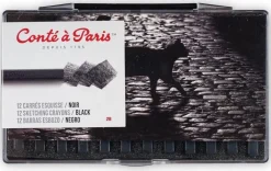 Caja 12 Carrés Negro 2B Conté à Paris