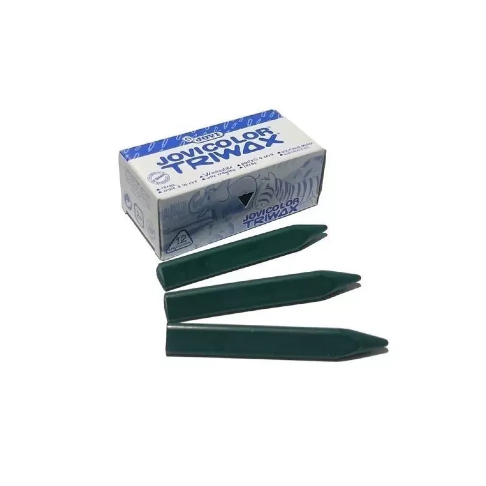 Caja 12 ceras triangulares verde oscuro Jovi