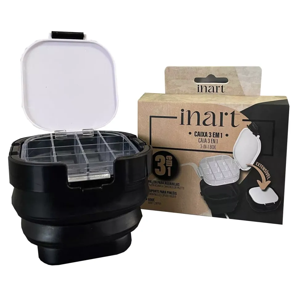Caja 3 en 1 para acuarelas y pinceles Inart