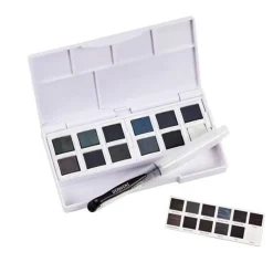 Caja 12 godets con pincel depósito Tinted Charcoal Derwent
