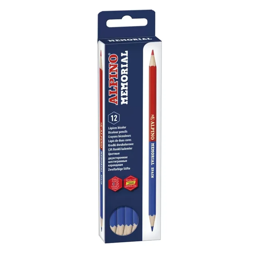 Caja 12 lápices Bicolor Memorial Rojo-Azul Alpino