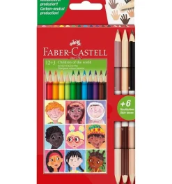 Caja 12 lápices triangulares + 3 colores carne Faber-Castell