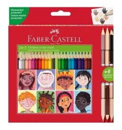 Caja 24 lápices triangulares + 3 colores carne Faber-Castell