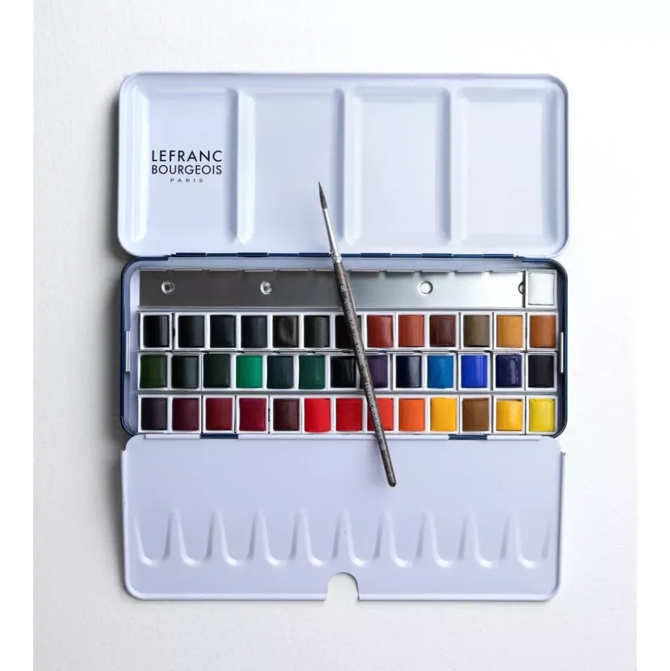 Caja 40 medias acuarelas Fine Watercolour Lefranc and Bourgeois 12mg