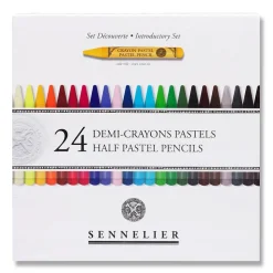 Caja 24 medias minas lápiz pastel surtidos y 12 espacios Sennelier