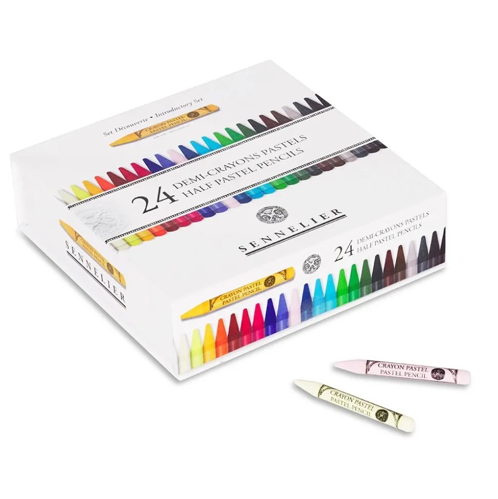 Caja 24 medias minas lápiz pastel surtidos y 12 espacios Sennelier