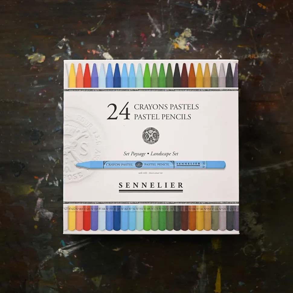 Caja 24 minas lápiz pastel de paisaje Sennelier