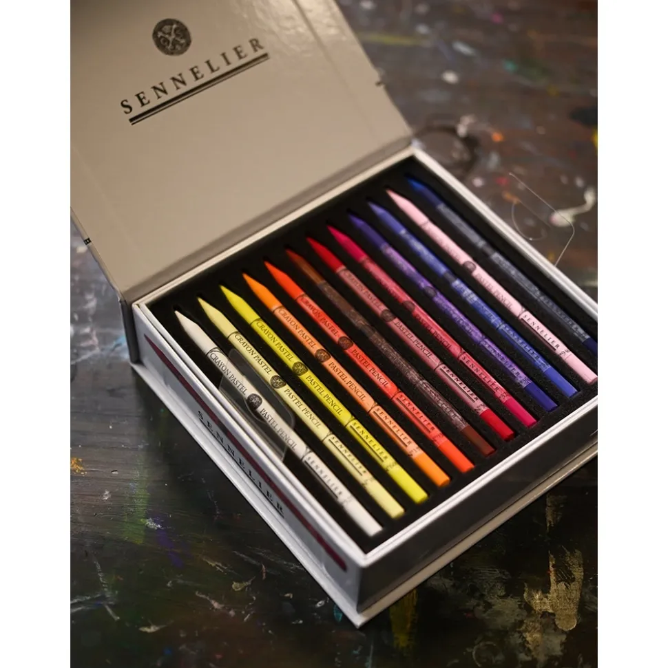 Caja 24 minas lápiz pastel de paisaje Sennelier
