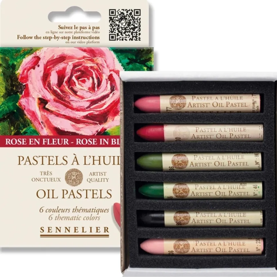 Caja 6 Pasteles al óleo Rose in Bloom Sennelier