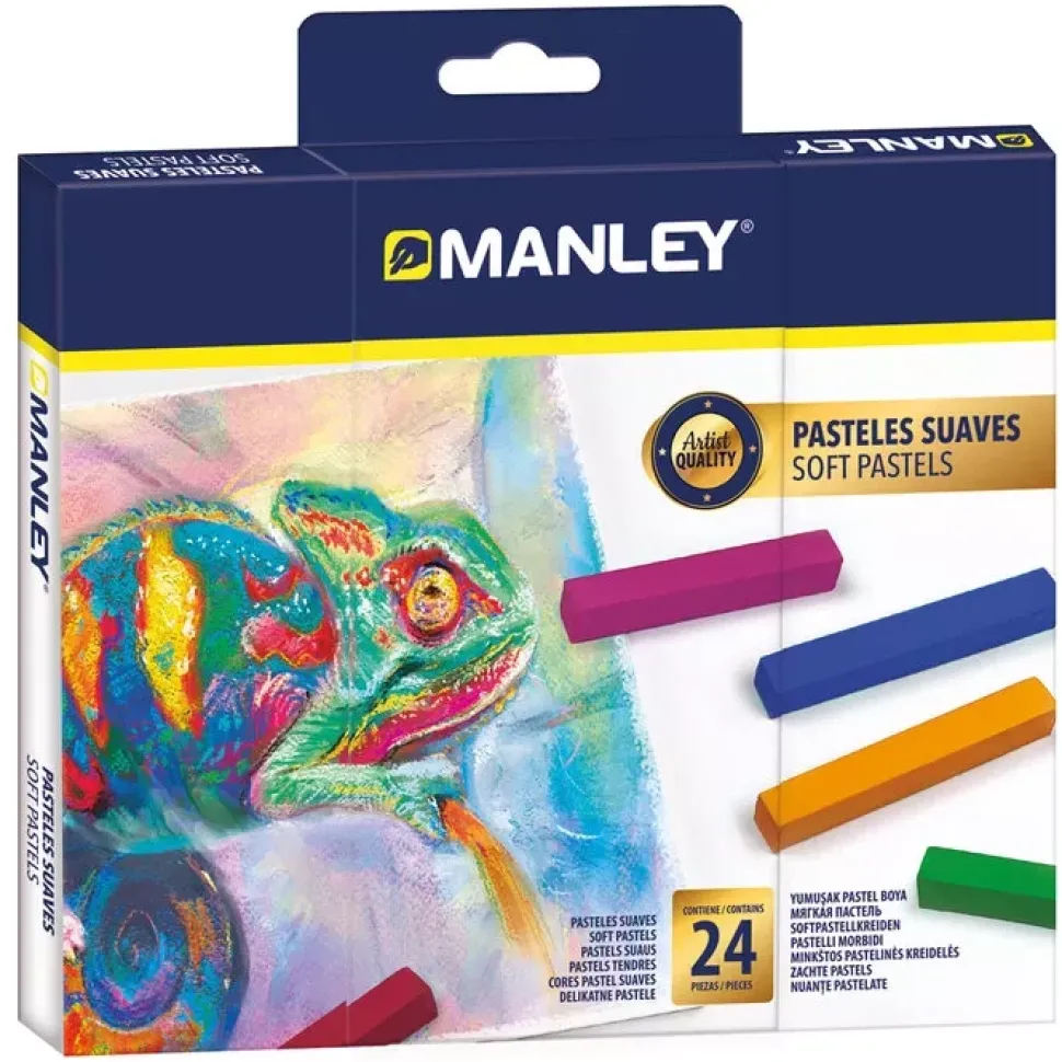Caja 24 pasteles blandos colores surtidos Manley