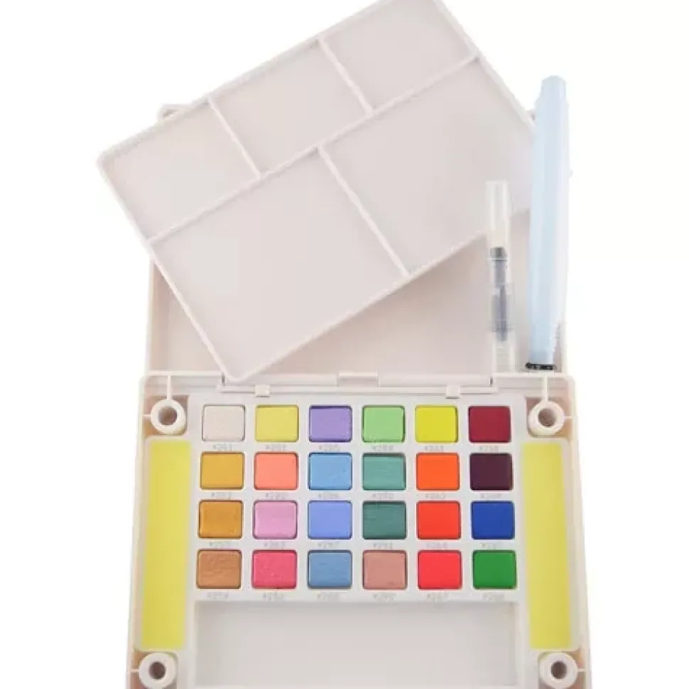 Caja 24 pastillas de acuarela nacaradas y metálicas Koi Sakura