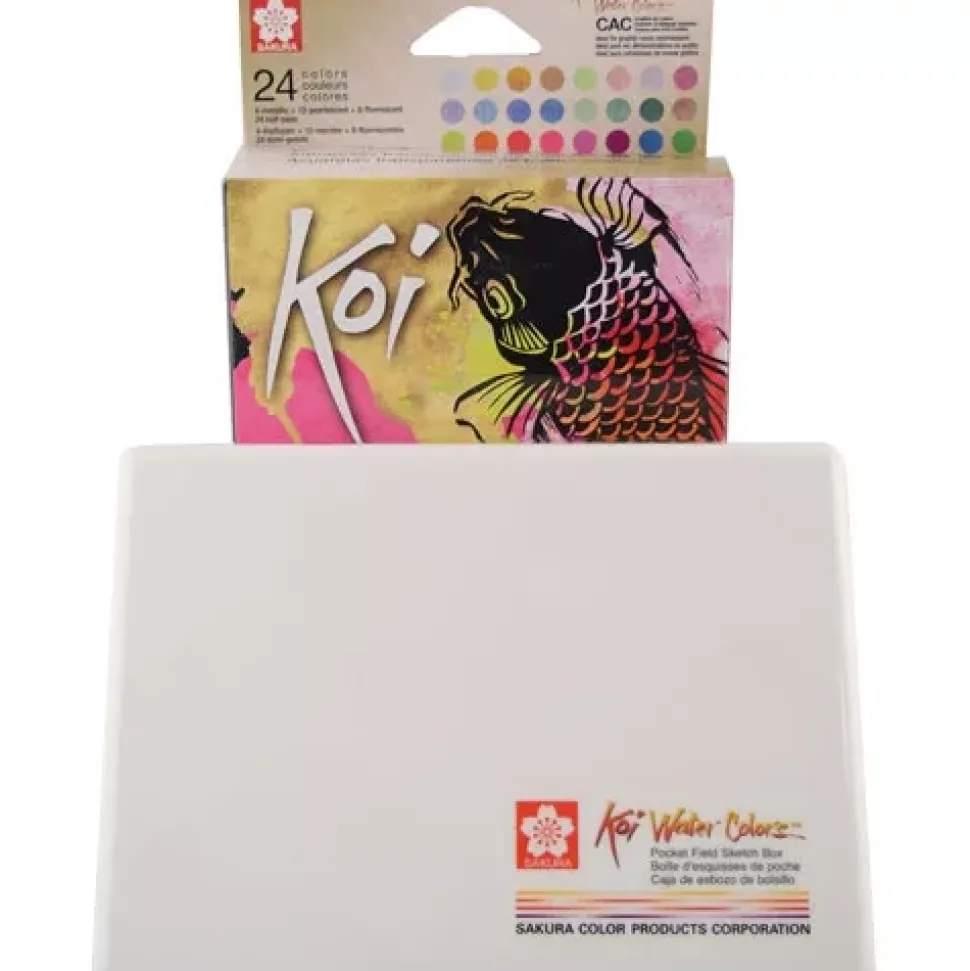 Caja 24 pastillas de acuarela nacaradas y metálicas Koi Sakura
