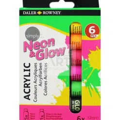 Caja 6 pinturas acrílicas Neón Simply Daler-Rowney 12ml