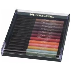 Caja 12 rotuladores Tierra Pitt Artist Pen Brush Faber-Castell