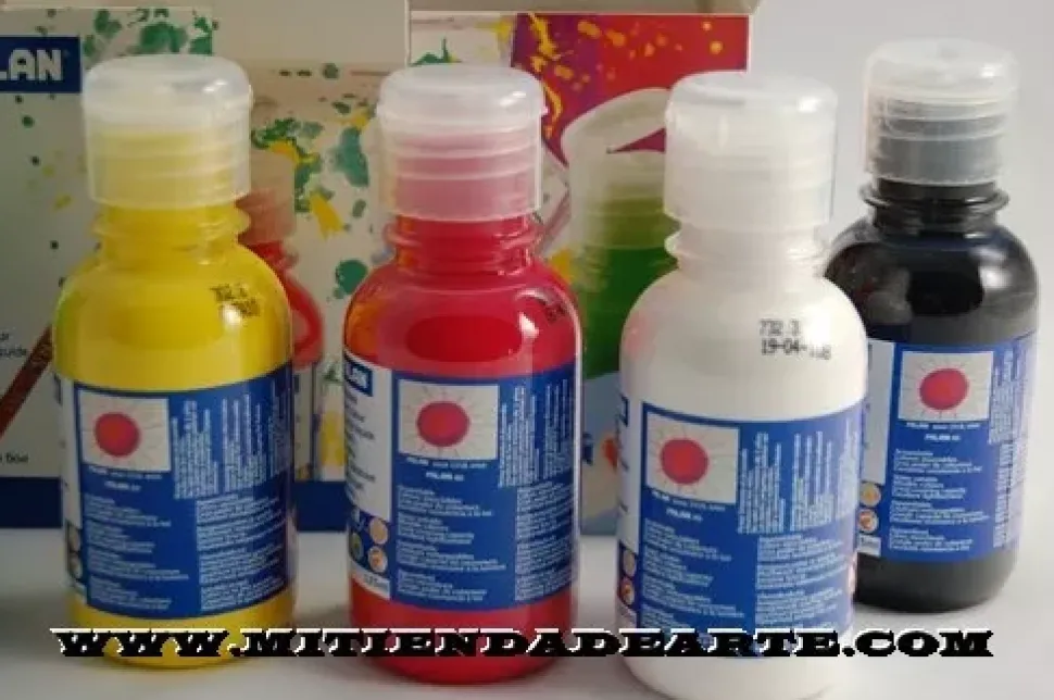 Caja 6 Temperas liquidas Milan 125ml + pincel + pocillos
