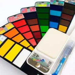 Caja Abanico de 42 Acuarelas Profesionales Roymart Alex Bog