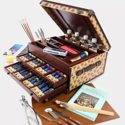 Caja baúl de lujo pinturas al óleo 76 piezas Maimeri