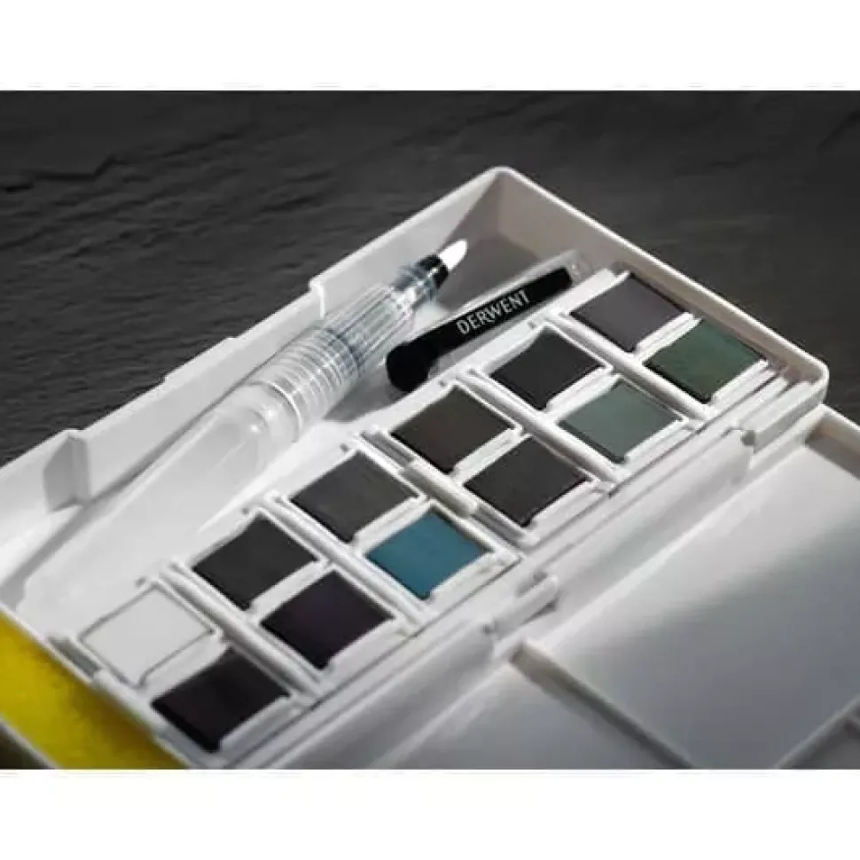 Caja de 12 acuarelas Carbón Derwent