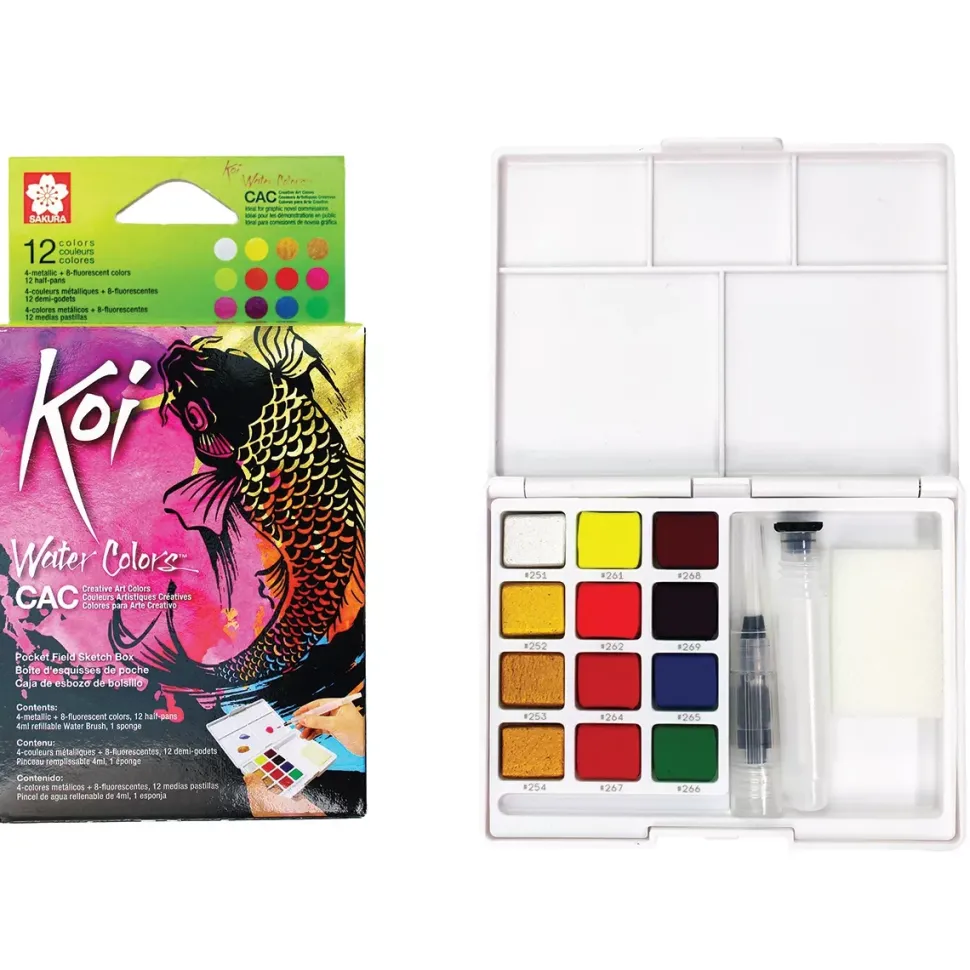 Caja de 12 acuarelas especiales Koi Sakura
