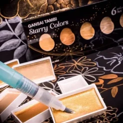 Caja de 6 acuarelas Starry Colors Kuretake Gansai Tambi