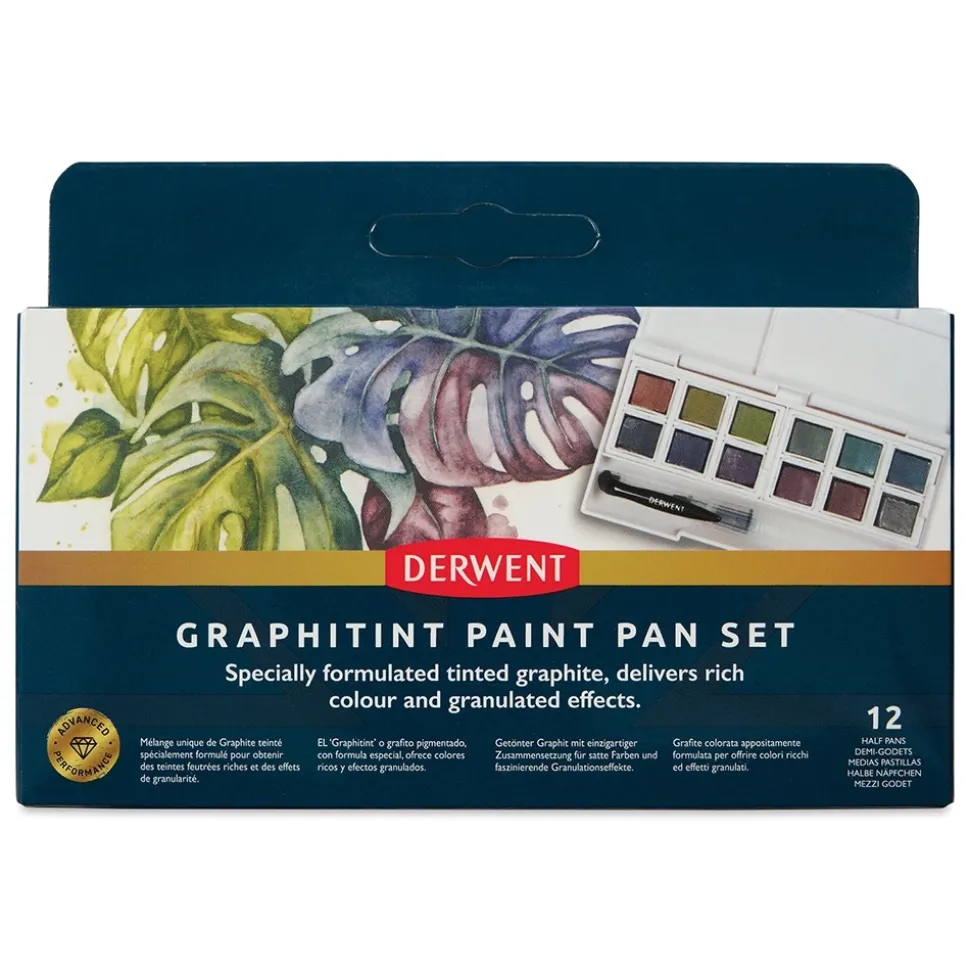 Caja de 12 Acuarelas surtidas y pincel Graphitint Derwent