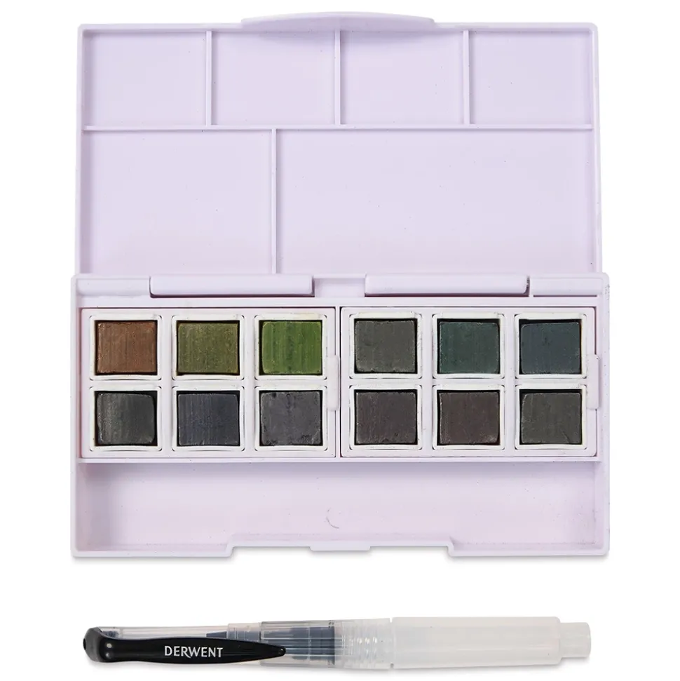 Caja de 12 Acuarelas surtidas y pincel Graphitint Derwent