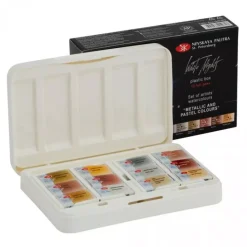 Caja de acuarelas 12 godets metálicos y pastel White Nights